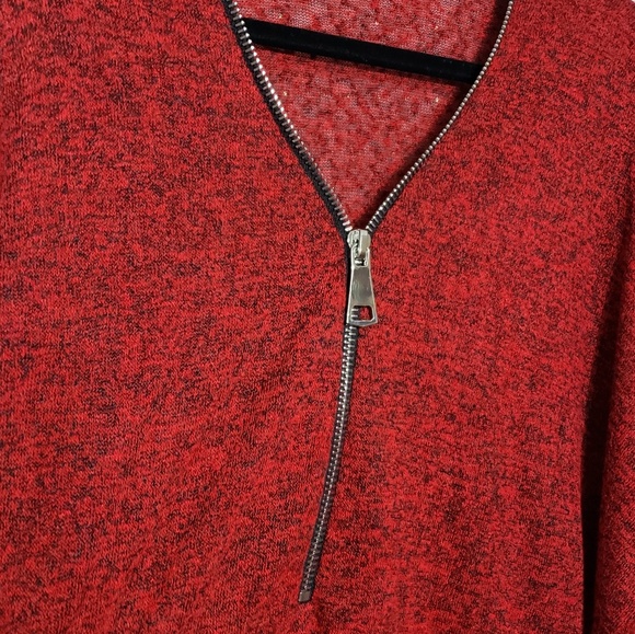 Zipper Front Dolman Sleeve Sweater * Red / Black * Loose Fit *Sz S* - Picture 4 of 7